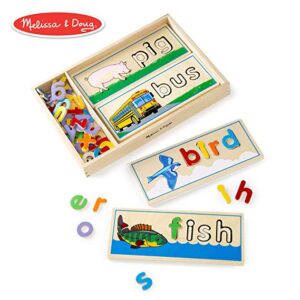 Melissa & Doug See & Spell Learning Toy (Developmental Toys, Wooden Case, Develops Vocabulary and Spelling Skills, 50+ Wooden Pieces)
